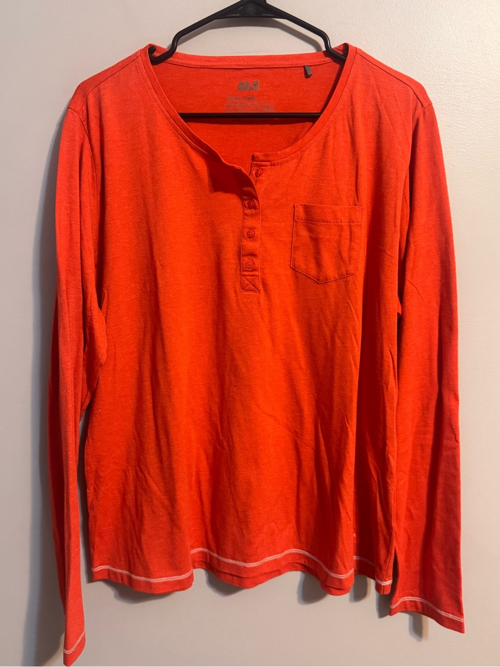 Jack Wolfskin Women’s XL Orange Long Sleeve Henley Outdoor Hiking Top
